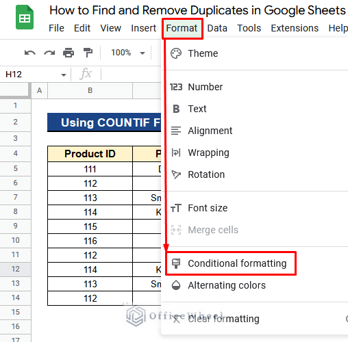 Using the COUNTIF Function to Find and Remove Duplicates in Google Sheets
